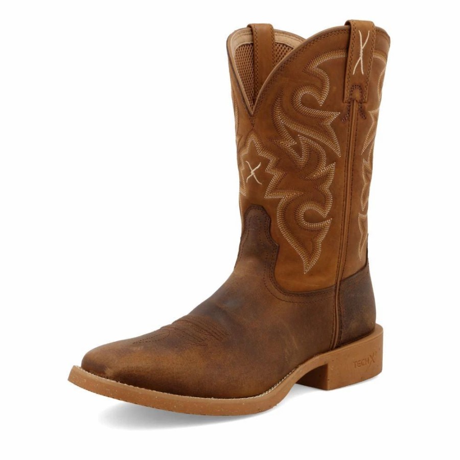 Cowboy * | Twisted X Boots 'Twisted X' Men'S 11 Tech X Western Square Toe Saddle / Rustic Orange