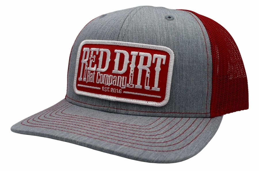 Accessories * | Red Dirt Hat Company 'Red Dirt Hat' Tag Patch Hat Heather Grey / Red