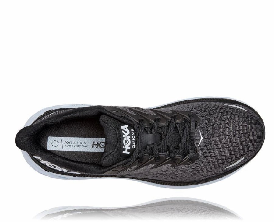 Athletic * | Hoka' Men'S Clifton 8 Black / White (Wide)