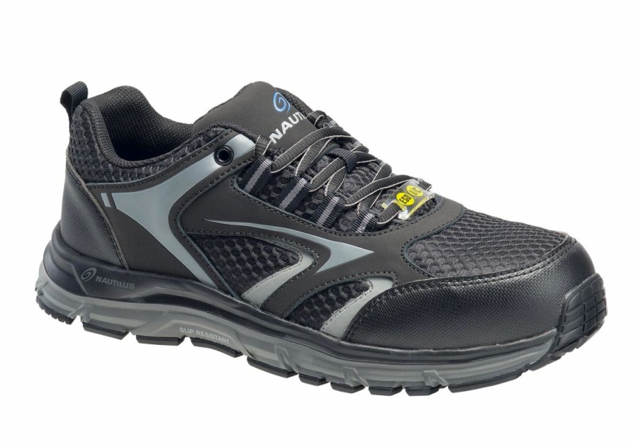 Work * | Nautilus' Men'S Tempest Low Esd Sr Safety Toe Black / Grey