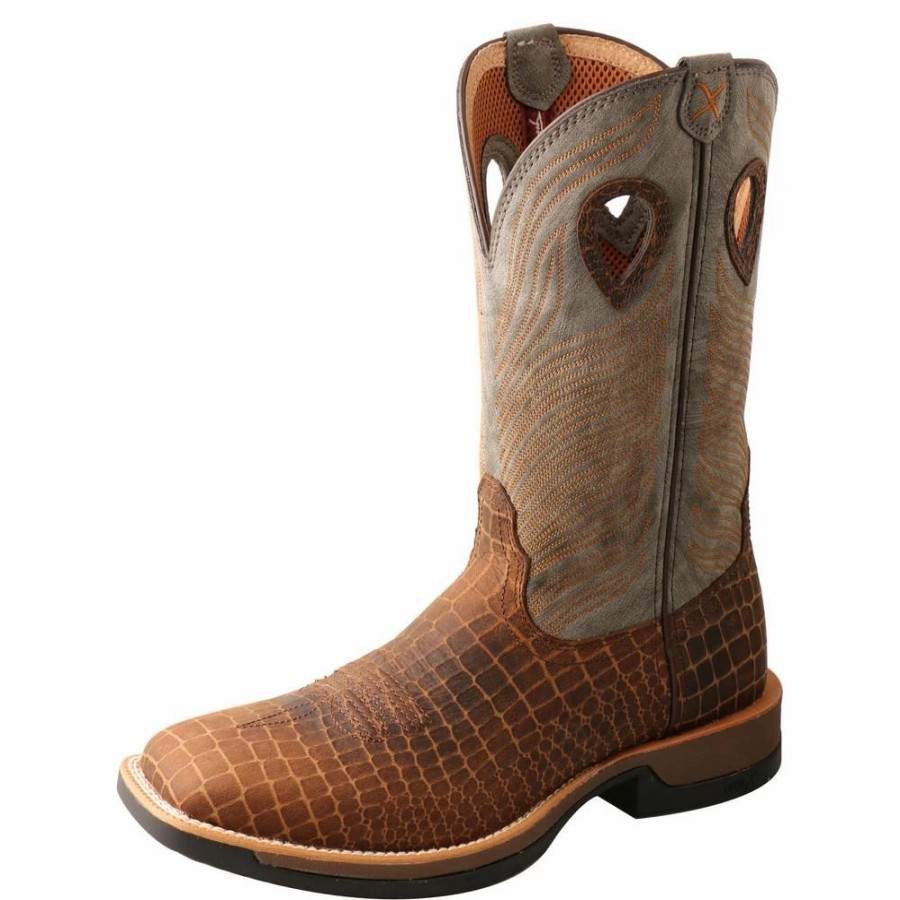 Cowboy * | Twisted X Boots 'Twisted X' Men'S 12 Tech-X Cellstretch Western Square Toe Brown / Grey