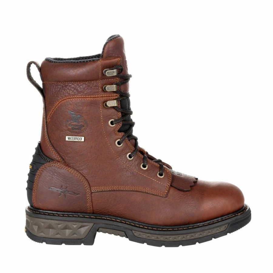 Work * | Georgia Boot' Men'S 8 Carbo-Tec Lt Eh Wp Lacer Soft Toe Brown