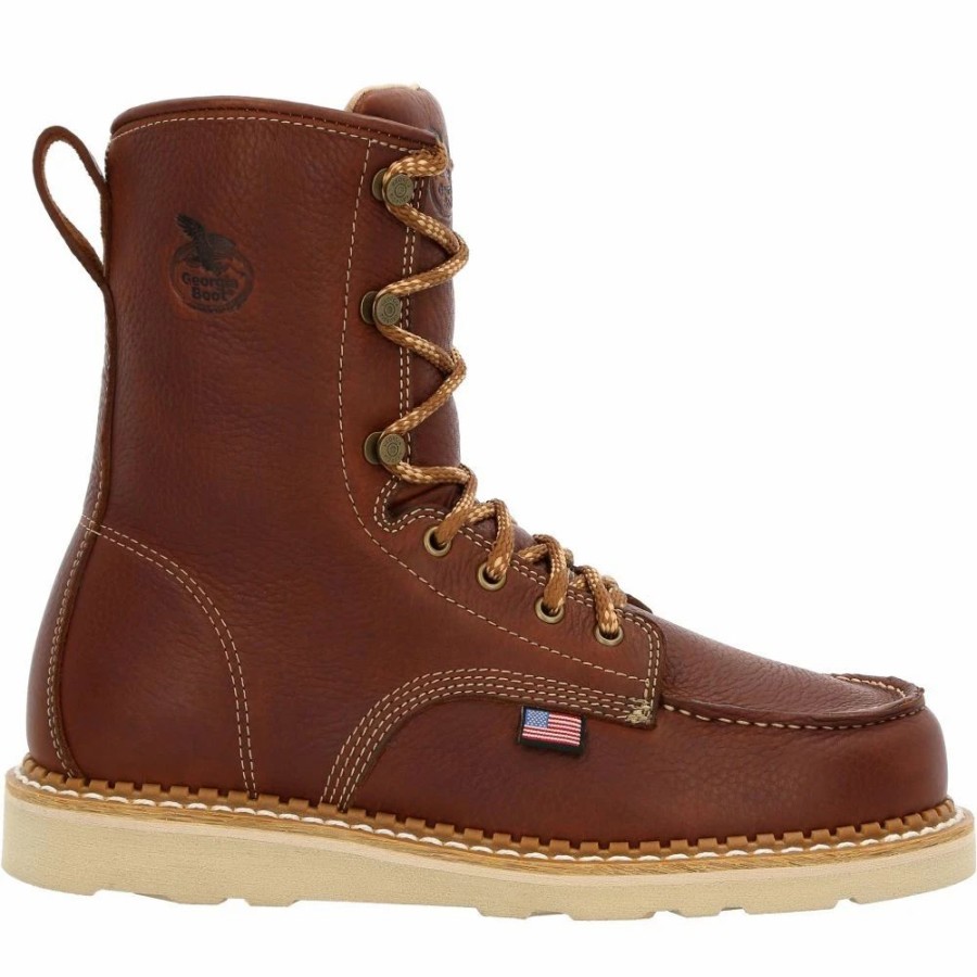 Work * | Georgia Boot' Men'S 8 Wedge Moc Toe Eh Soft Toe Brown