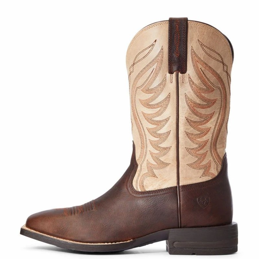 Cowboy * | Ariat' Men'S 11 Amos Western Square Toe Brown / Tan