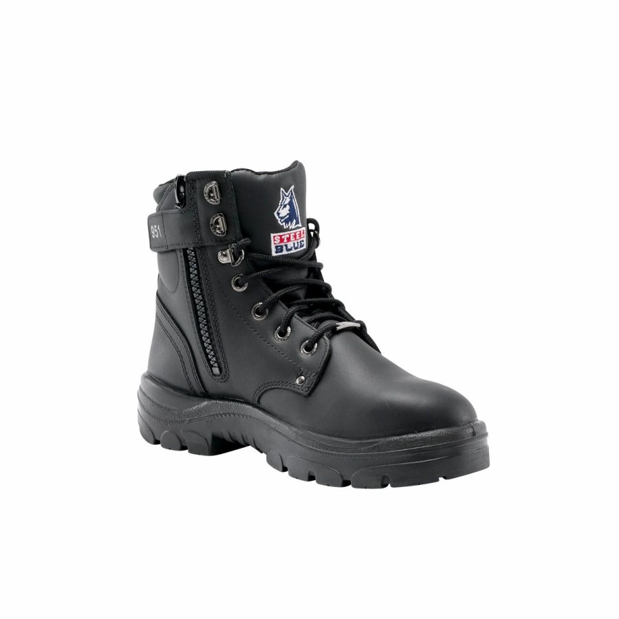 Work * | Steel Blue' Men'S 6 Argyle Side Zip Esd Steel Toe Black