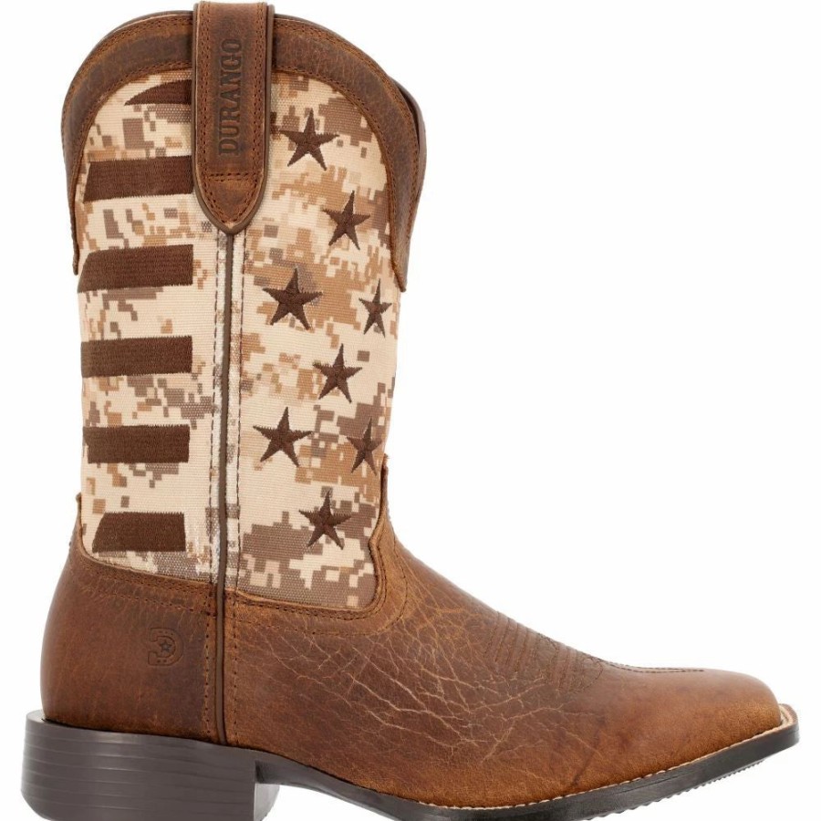 Cowboy * | Durango' Men'S 11 Westward Saddlehorn Digital Camo Flag Brown