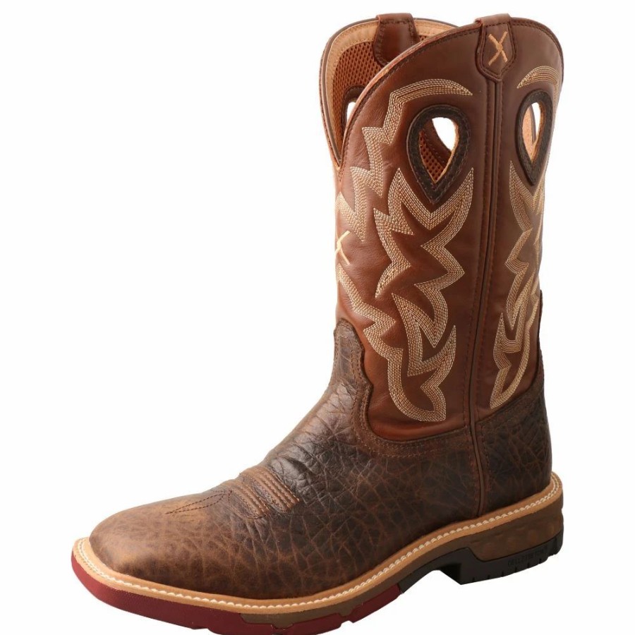 Cowboy * | Twisted X Boots 'Twisted X' Men'S 12 Cellstretch Wp Western Square Toe Smokey Chocolate / Spice