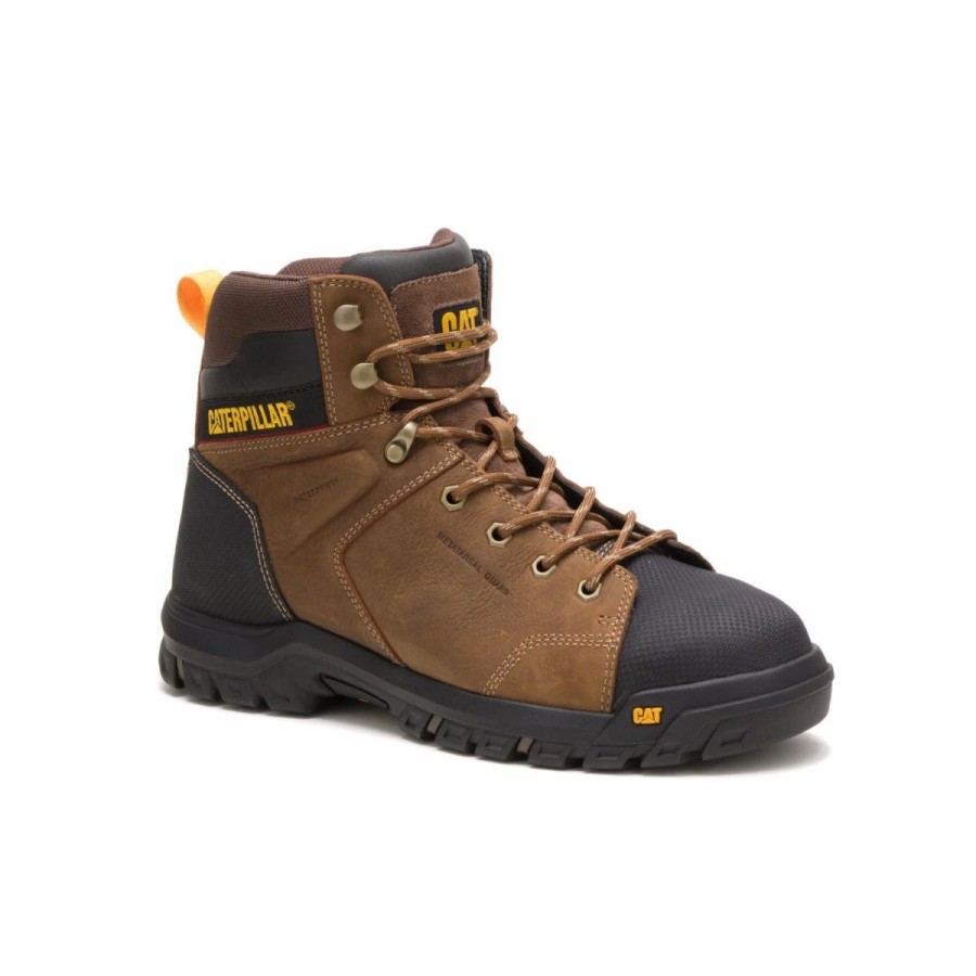 Work * | Caterpillar' Men'S 6 Wellspring Wp, Met Guard, Eh, Steel Toe Brown / Black