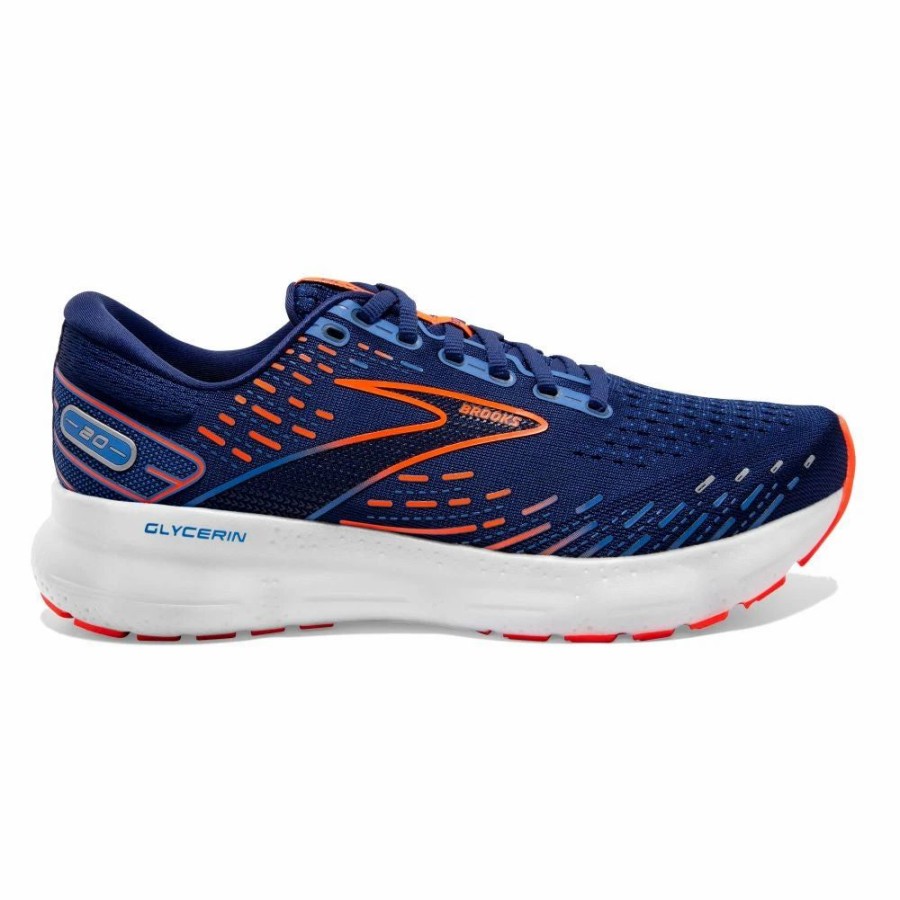 Athletic * | Brooks' Men'S Glycerin 20 Blue Depths / Palace Blue / Orange