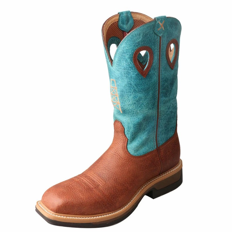 Work * | Twisted X Boots 'Twisted X' Men'S 12 Lite Cowboy Eh Alloy Comp Toe Brown / Turquoise