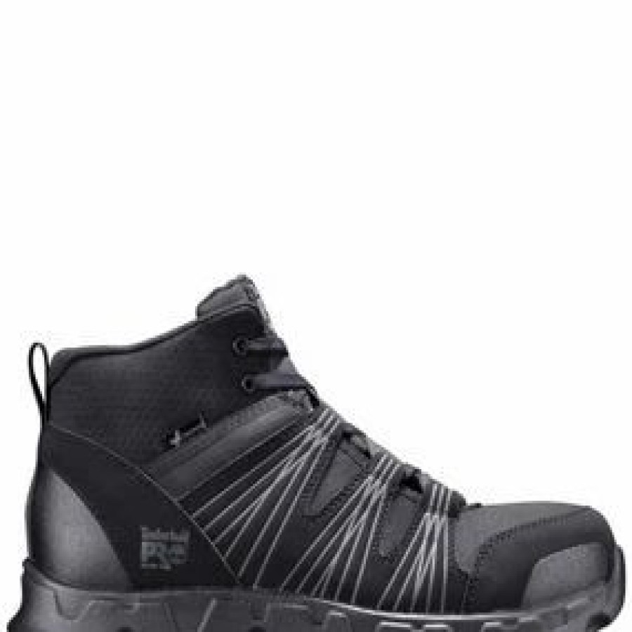 Work * | Timberland Pro' Men'S Powertrain Mid Esd Alloy Toe Black / Gray