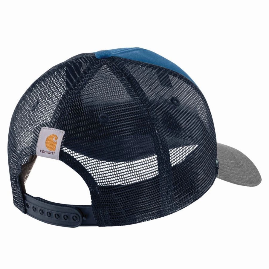 Accessories * | Carhartt' Men'S Canvas Mesh-Back Workwear Patch Cap Blue Lagoon