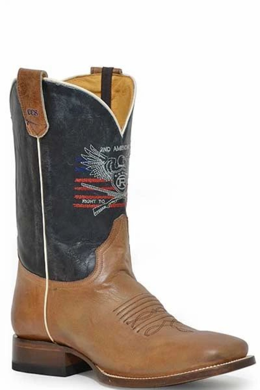 Cowboy * | Roper' Men'S 11 Conceal Carry 2Nd Amendment Western Square Toe Burnished Tan / Vintage Blue