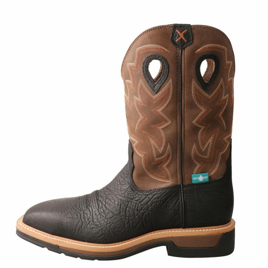 Work * | Twisted X Boots 'Twisted X' Men'S 12 Lite Western Work Eh Wp Steel Toe Black / Brown